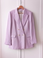 DAMSKA MARYNARKA DŁUGA DWURZĘDOWA OVERSIZE FIOLETOWA