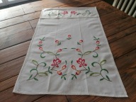 BAWEŁNIANA HAFTOWANA RĘCZNIE MAKATKA RĘCZNIK KUCHENNY KILIM KWIATY 59 x 116