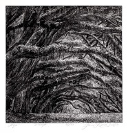 "Aleja" linoryt, 30x30/ 37 x 34 cm