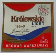 ETYKIETA PIWO JASNE PEŁNE KRÓLEWSKIE LIGHT BROWAR WARSZAWA