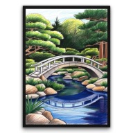 Plakat z ramą 50x70cm Japoński Most Ogród Zen Widok Tradycja Styl Retro