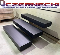 Stopnie półkowe czarne dębowe schody wspornikowe dąb lakierowany