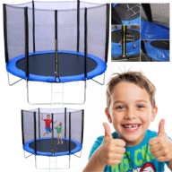 TRAMPOLINA DLA DZIECI OGRODOWA DO SKAKANIA 6FT Z SIATKĄ DRABINKA 183 CM