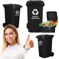 KOSZ NA ŚMIECI 240L CZARNY KUBEŁ DO SEGREGACJI POJEMNIK NA ODPADY MOCNY