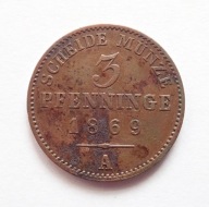 Prusy 3 pfenninge 1869 A