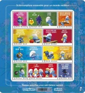 Belgia 2025 Znaczki Ark 5336-45 ** Smerfy animacja zdrowie owoce owady