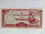 BIRMA (okupacja japońska) - 10 rupii 1944, P-16b, aUNC, super !!!