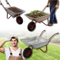 TACZKA OGRODOWA LEKKA OCYNKOWANA Z METALOWYM KOŁEM 80 KG 120 L MOCNA