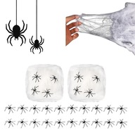 STUCZNA PAJĘCZYNA ROZCIĄGLIWA Z PAJĄKAMI DEKORACJA NA HALLOWEEN ZESTAW