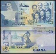 BNA - GHANA 5 Cedis 2015 RV 3558394 # P38f # XF-