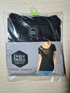 Dolce Bella – damska koszulka T-Shirt Slim Fit, czarna, L (44–46)