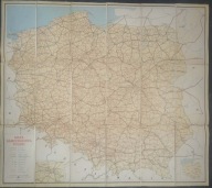 Stara mapa samochodowa Polski 1954 r. 86x77 cm Płócienna. Piękne wydanie!