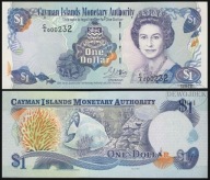 BNE - KAJMANY 1 Dollar 2001 C/4 000234 # P26c # CAYMAN # NISKI NUMER # UNC