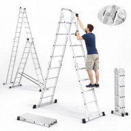 DRABINA ALUMINIOWA 3x8 WIELOFUNKCJYNA NA SCHODY 150KG 6,48M MOCNA 5w1 HAK