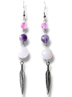KRAGAM03 Kolczyki kamienie KWARC RÓŻOWY AGAT AMETYST