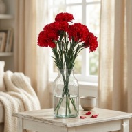 6x Sztuczne Goździki Bukiet 40cm – Wiosenna Dekoracja Goździki do Stroika