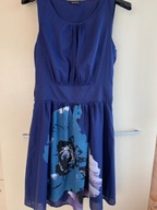 38 M / 36 S sukienka Sabra bawełniana rozkloszowana kwiat z przodu pasek