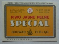 STARA ETYKIETA PIWO JASNE PEŁNE SPECJAL BROWAR ELBLĄG
