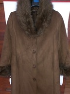 Kożuch sztuczny XL 42 44 futro płaszcz brąz kurtka jak nowy