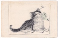 Kot koty i Owad ok.1920r. Oryginalna Grafika wymiary 92 x 141 mm.
