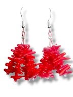 KOR12 Kolczyki KORAL CZERWONE igiełki