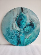 Szmaragdowa cisza, abstrakcja, farby akrylowe, aukcja charytatywna