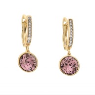 62313 Kolczyki 18K pozłacane 27/10 ROSE CRYSTAL Swarovski