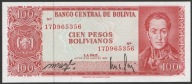 Boliwia 100 pesos bolivianos 1962 - Simon Bolivar - stan bankowy UNC