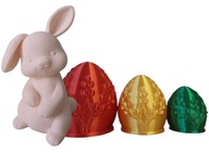 ZAJĄCZEK WIELKANOCNY I 3 JAJKA WIELKANOCNE OZDOBA DEKORACYJNA FIGURKA 3D