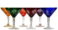 KRYSZTAŁOWE Kolorowe Kieliszki do Wina Martini Ręcznie Szlifowane Polskie