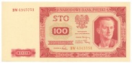 PRL, 100 złotych 1948 seria BW / DOSKONAŁY