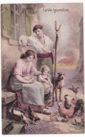 Wieś rodzina dziecko pies kura kogut jajka 1923r. 936E
