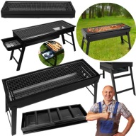 GRILL WĘGLOWY TURYSTYCZNY SKŁADANY RUSZT 60X22CM PRZENOŚNY MAŁY KEMPINGOWY