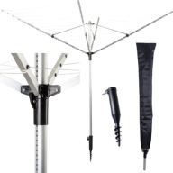 SUSZARKA OGRODOWA ALUMINIOWA 50M 4-RAMIONA POKROWIEC KOTWA REGULOWANA MOCNA