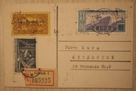 KARTKA do MYSŁOWIC - 3 ZNACZKI - 1 ZNACZEK - OBRONA POCZTY GDAŃSKIEJ 1939