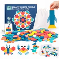 PREZENT DLA DZIEWCZYNKI 3-5 LATKI KREATYWNA DREWNIANA UKŁADANKA KLOCKI