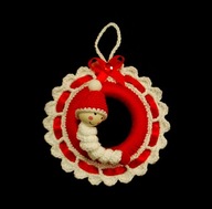 Zawieszka ozdoba szydełkowa na choinkę 10cm (Z177) czerwono-biała