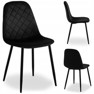 KRZESŁO TAPICEROWANE NOWOCZESNE WELUROWE CZARNE METALOWE NOGI BLACK CHAIR