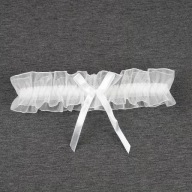 Biała rajstopowa tiulowana podwiązka z kokardą opaska na udo dla kobiet