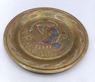 Egipski talerz z mosiądzu i miedzi - vintage - bardzo ładny kolekcjonerski