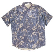 ROYD THAI SILK_Śliczna KOSZULA_granatowa ornament w beżach jedwabna_L