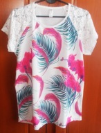 Bluzka boho ażurowa koronka pióra kwiaty XL Terrybond