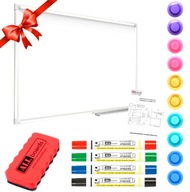 TABLICA MAGNETYCZNA SUCHOŚCIERALNA BIAŁA 90x60 ZESTAW MAGNESY MARKERY GĄBKA
