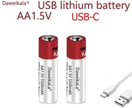 Zestaw 2x Akumulatorki Daweikala AA 1.5V Li-Ion z USB-C