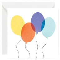 Kartka okolicznościowa Urodzinowa - Kolorowe Balony - 14x14 cm