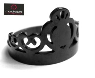 Pierścionek czarna korona - ażur- stal R:13