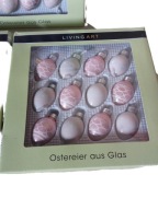 Szklane zawieszki jajka pisanki 12 sztuk dekoracja wielkanocna