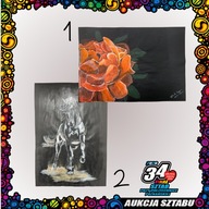 Obraz dwustronny A3, "Dziki koń/czerwony kwiat:" - Aukcje 34. Finał WOŚP