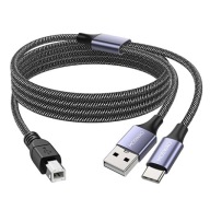 Kabel 2w1 USB-A i C do USB-B 1,5m MOSWAG – drukarka HP Canon MacBook
