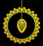 Zawieszka ozdoba na okno szydełkowa 29cm żółta (Z165)